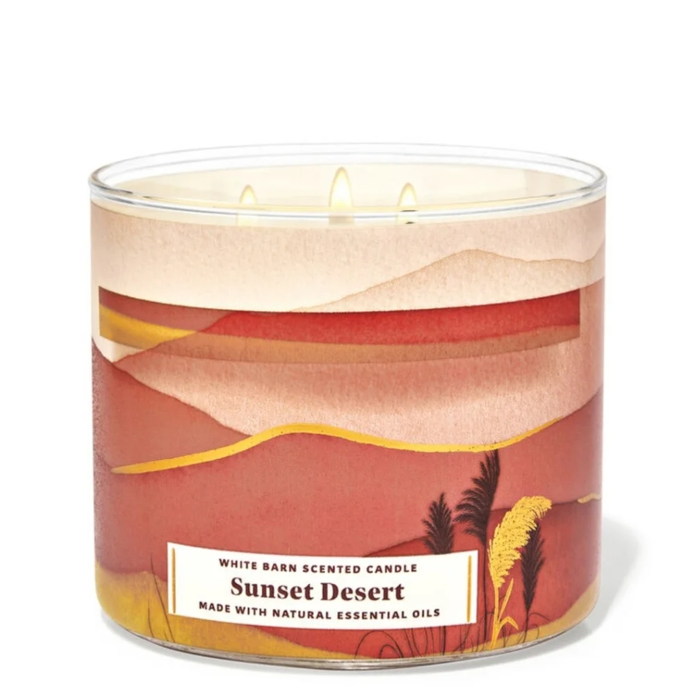 2 X Bath & Body Works White Barn Sunset Desert 3 Wick Candle Candles - Picture 2 of 12